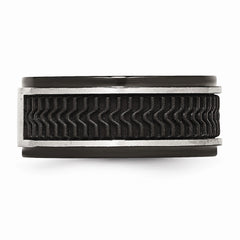 Sophia Jewelers Black IP-Plated Stainless Steel Wedding Band with Rubber Inlay