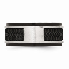 Sophia Jewelers Black IP-Plated Stainless Steel Wedding Band with Rubber Inlay