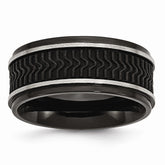 Sophia Jewelers Black IP-Plated Stainless Steel Wedding Band with Rubber Inlay