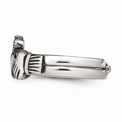 Sophia Jewelers Stainless Steel Claddagh Ring Polished Antique Finish