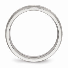 Sophia Jewelers Stainless Steel Wedding Band with Silver Inlay Elegant Brushed Finish