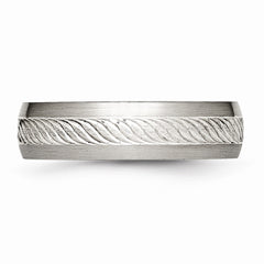 Sophia Jewelers Stainless Steel Wedding Band with Silver Inlay Elegant Brushed Finish