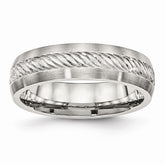 Sophia Jewelers Stainless Steel Wedding Band with Silver Inlay Elegant Brushed Finish