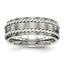 Twisted Brushed Wedding Band in Stainless Steel & Sterling Silver, 8mm