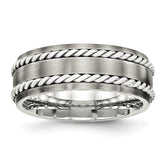 Sophia Jewelers Stainless Steel Wedding Band with Silver Twist Inlay