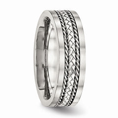 Sophia Jewelers Stainless Steel Wedding Band with Silver Inlay Finish