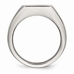 Sophia Jewelers Polished Stainless Steel Signet Ring with Carbon Fiber Inlay