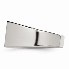 Sophia Jewelers Polished Stainless Steel Signet Ring with Carbon Fiber Inlay