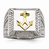 Sophia Jewelers Polished Gold Tone Stainless Steel Anchor Ring