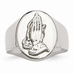 Sophia Jewelers Stainless Steel Polished Men's Ring with Sterling Praying Hands