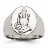 Sophia Jewelers Stainless Steel Polished Men's Ring with Sterling Praying Hands