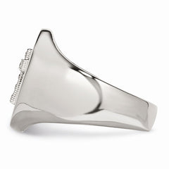 Sophia Jewelers Stainless Steel Polished Cross CZ Signet Ring for Men