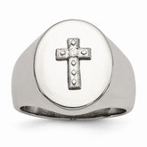 Sophia Jewelers Stainless Steel Polished Cross CZ Signet Ring for Men