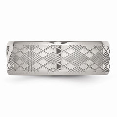 Sophia Jewelers Stainless Steel Wedding Band with Polished CZ Elegance