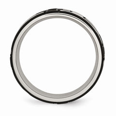 Stainless Steel Black IP Wedding Band with CZ Cross Polished Finish