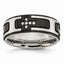 Black IP Cross CZ Wedding Band in Stainless Steel, 8mm