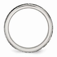 Stainless Steel Wedding Band with Polished Black IP Plate Finish