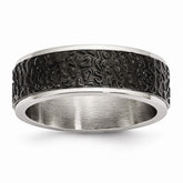Stainless Steel Wedding Band with Polished Black IP Plate Finish