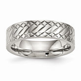 Stainless Steel Wedding Band with Polished Textured Finish