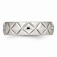 Sophia Jewelers Stainless Steel Polished Wedding Band with Modern Diamond Cut