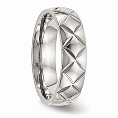 Sophia Jewelers Stainless Steel Polished Wedding Band with Modern Diamond Cut