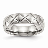 Sophia Jewelers Stainless Steel Polished Wedding Band with Modern Diamond Cut