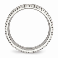 Sophia Jewelers Stainless Steel Polished Wedding Band with Grooved Texture