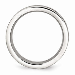 Stainless Steel Brown IP-Plated Wedding Band with Diamonds, Engravable & Polished Finish