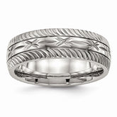 Sophia Jewelers Polished Stainless Steel Wedding Band Elegant 7mm Diamond Cut