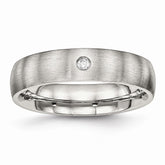 Sophia Jewelers Brushed Stainless Steel CZ Wedding Band Ring