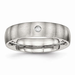 Sophia Jewelers Brushed Stainless Steel CZ Wedding Band Ring