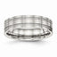 Ridged Flat Wedding Band in Stainless Steel, 6mm