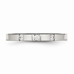 Sophia Jewelers Stainless Steel Polished 3-Stone CZ Wedding Band