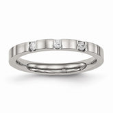 Sophia Jewelers Stainless Steel Polished 3-Stone CZ Wedding Band