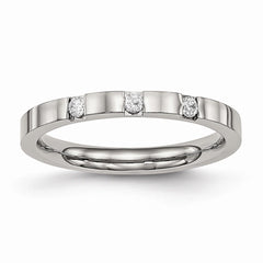 Sophia Jewelers Stainless Steel Polished 3-Stone CZ Wedding Band