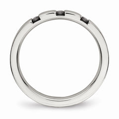 Sophia Jewelers Stainless Steel CZ Wedding Band Polished 3 Stone Design