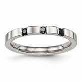 Sophia Jewelers Stainless Steel CZ Wedding Band Polished 3 Stone Design