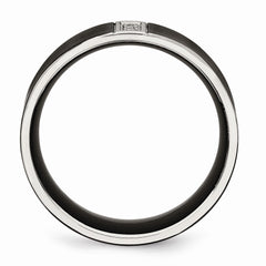 Sophia Jewelers Brushed Black Stainless Steel Wedding Band with Cubic Zirconia