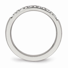Sophia Jewelers Polished Stainless Steel CZ Wedding Band 4mm Elegant Design