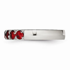 Sophia Jewelers Stainless Steel Wedding Band with Polished Red CZ
