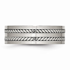 Stainless Steel Twisted Wedding Band with Brushed Finish 7mm