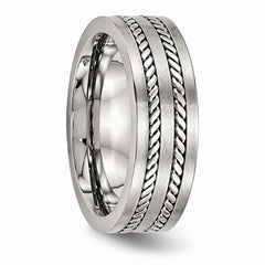 Stainless Steel Twisted Wedding Band with Brushed Finish 7mm