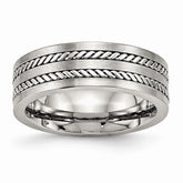 Stainless Steel Twisted Wedding Band with Brushed Finish 7mm