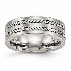Stainless Steel Twisted Wedding Band with Brushed Finish 7mm