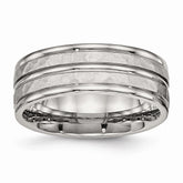 Stainless Steel Wedding Band with Polished Hammered Elegance 8mm