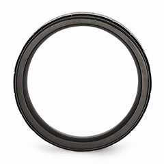 Stainless Steel Wedding Band with Black IP Plating and Brushed Finish, Engravable