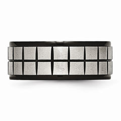 Stainless Steel Wedding Band with Black IP Plating and Brushed Finish, Engravable