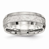 Stainless Steel Hammered Band 7.50mm Elegant Unisex Polished Finish