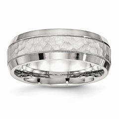Stainless Steel Hammered Band 7.50mm Elegant Unisex Polished Finish