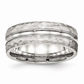 Sophia Jewelers Polished Stainless Steel Grooved Wedding Band 7.5mm